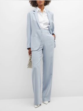Emporio Armani Single-Button Gabardine Blazer baby blue color